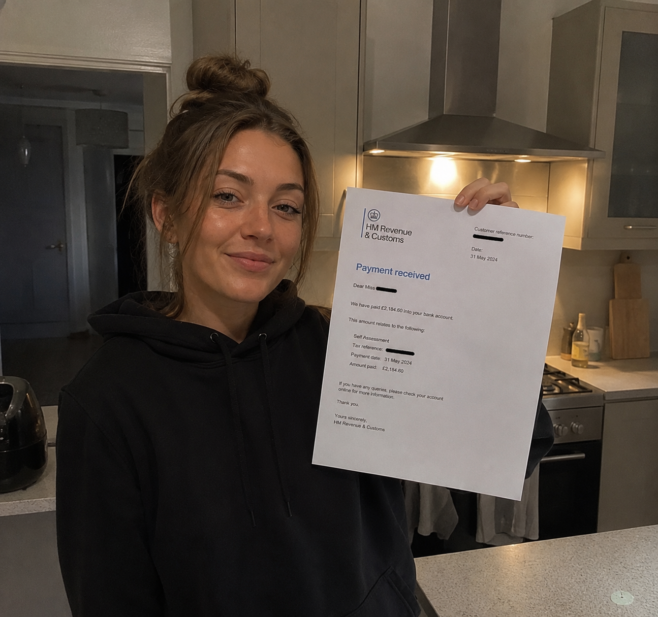 TaxBack UK customer refund success photo